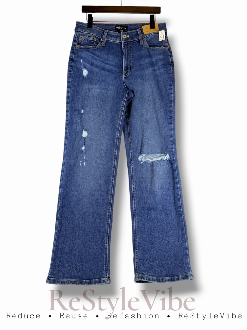 EDGELY Women’s Size 10 Denim Jeans Relaxed Straight High Rise Style NWT Stretch